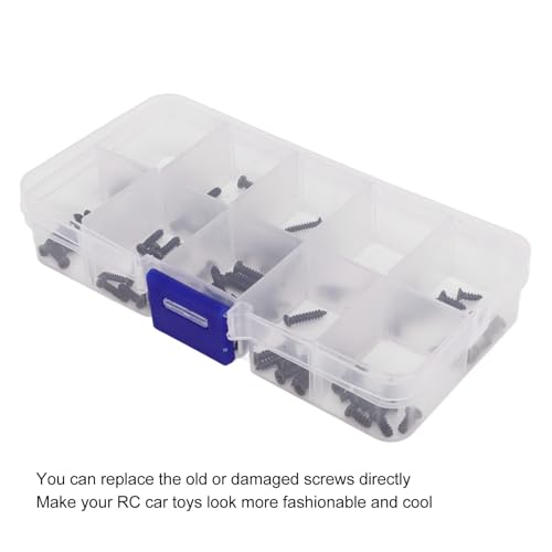 100Pcs RC Car Screws Box Kit, M2.3 M2.6 Repair Tool Accessory Screws Assortment Set with Storage Box Stainless Steel Hardware Fasteners for MJX16208 16207 16210 1/16 Brushless RC Car