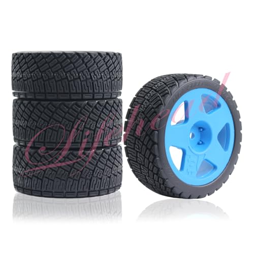 Lifehead 67mm RC On-Road Rally Car Tires and Wheels for 1/10 RC On-Road Touring Drift Car HSP Tamiya XV01 TT01 TT02B HPI Kyosho FAZER MK2 /12mm Hex - color: Blue a