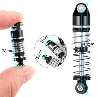 RCLIONS SCX24 Oil Shocks 36mm Extended Aluminum Shock Absorber for AXIAL SCX24 1/24th RC Crawler Car Upgrade Parts (Black) - color: Black