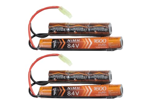 Lancer Tactical Two Pack of 8.4V 1600mAh NiMH Nunchuck Battery, Stick/Butterfly Pack with Mini Tamiya Connector