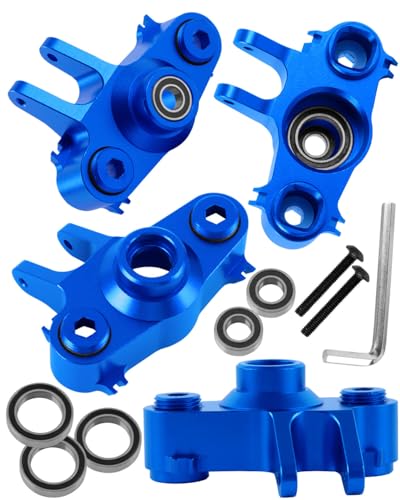 RC Steering Block Knuckle Arm Upgrades Part for 1/10 T-Maxx/E-Maxx,Aluminum Steering Block Knuckle Arm w/Rubber Shielded Bearing Hops up,#5334,Navy Blue - color: Navy Blue - (Upgrades Part)