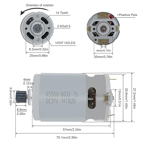 RS550 DC Motor 8.2mm 14 Teeth Gear Micro Motor 21V 28000RPM Electric Saw Motor for Mini Saw Reciprocating Saw