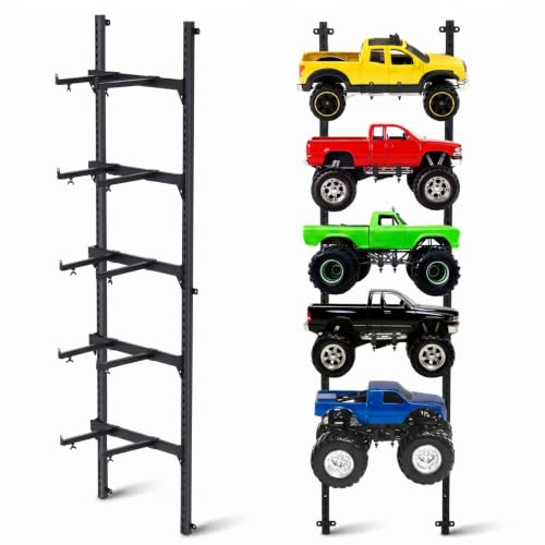 AceOrbit RC Car Stand Wall Mount 5 Layer Adjustable RC Car Racks Storage Display with Screws Crawler Trucks Workstation Model Shelf Wall Hanger for 1/6, 1/10, 1/12, 1/18, 1/24, 1/32 Scale Cars Trucks