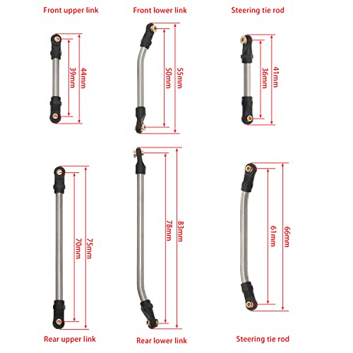 MEUS Racing SCX24 Links High Clearance Chassis Links Steering Links Set 10pcs 155mm Wheelbase for SCX24 Gladiator AXI00005 1/24 RC Crawler Car - size: 155mm
