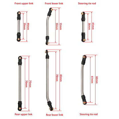MEUS Racing SCX24 Links High Clearance Chassis Links Steering Links Set 10pcs 155mm Wheelbase for SCX24 Gladiator AXI00005 1/24 RC Crawler Car - size: 155mm