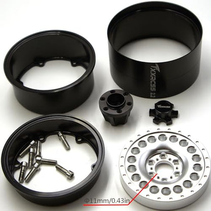Adjustable 2 Offsets RC 2.2 Beadlock Wheels Rims Hub 1/10 Crawle Wheel Car Aluminum for Upgrades Remote Control SCX10 Capra Wraith Trx4 (4PC) (Bright Black ＆ Silver) - color: Bright Black ＆ Silver
