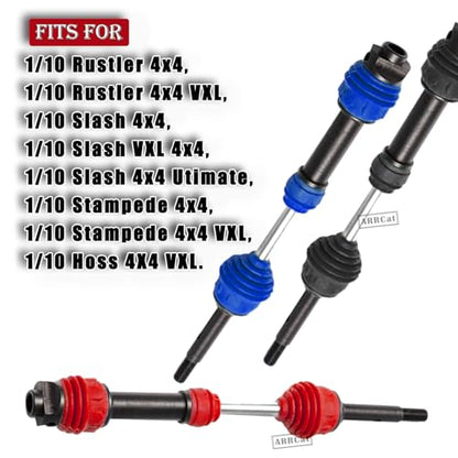 Drive Shaft CVD Axles Upgrades for 1/10 Slash VXL 4x4 Rustler Stampede Hoss VXL 4x4 4WD,4Pcs Front Rear Transmission Driveshaft Parts Hops Up,Red (Upgrades in 2023) - color: Red - 4pcs -Front Rear
