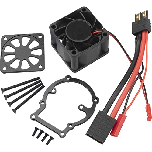 RC Motor Heatsink Radiator with High Speed Cooling Fan Heat Sink Compatible with Traxxas 1/8 4WD Sledge 95076-4 RC Monster Truck (Black) - color: Black