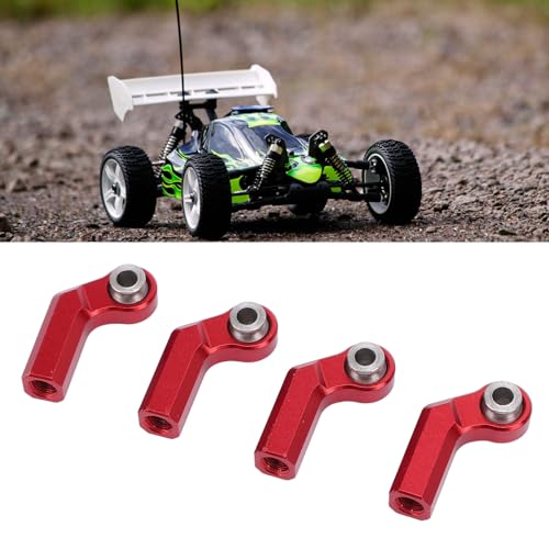 4 Set RC Link Rod End Alloy M4 Curved CW 7mm Ball Joint Head, Replacement Tie Rod End for 1/10 Scale Model Car, Compatible with Standard M4 Threaded Suspension Systems (Red) - color: Red