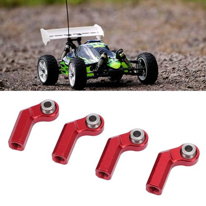 4 Set RC Link Rod End Alloy M4 Curved CW 7mm Ball Joint Head Set, RC Link Tie Rod End, Replacement for 1/10 Model Car, with 4 Nuts for Enhanced Control and Durability (Red) - color: Red