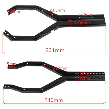 Heavy Duty Wheelbase Adjustable Metal Chassis Frame Rail Set for 1/10 RC Crawler Axial SCX10 III Gladiator Wrangler Upgrade Part (Black) - color: Black