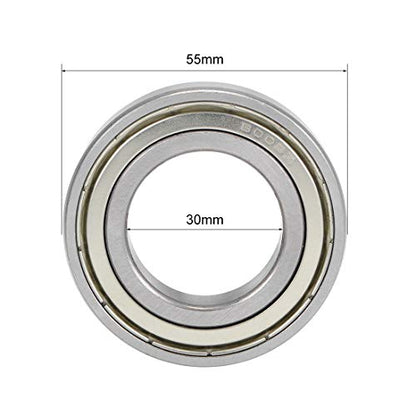 uxcell 6006ZZ Deep Groove Ball Bearings Z2 30mm X 55mm X 13mm Double Shielded Carbon Steel 2pcs - size: 30mmx55mmx13mm