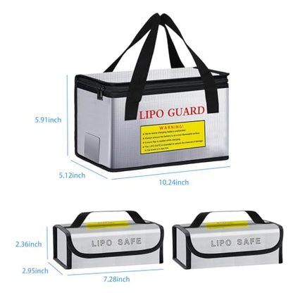 3PCS Lipo Battery Safe Bag Fireproof Charging Bag for RC Lipo Battery Pack Storage Charging Transport, Home Office Travel Lipo Safe Storage Pouch - size: Unknown Dimensions (3 pcs)