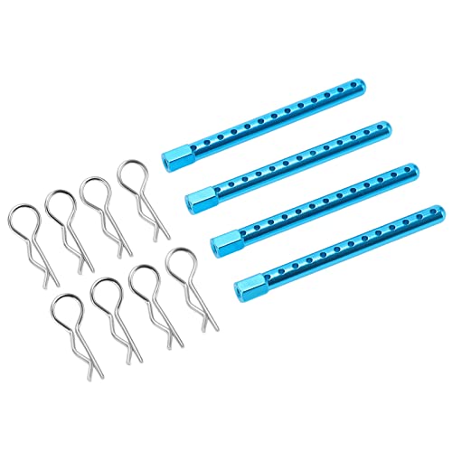 RC Body Post High Strength Aluminum Alloy RC Car Shell Column with Buckle for HSP 94102 94122 94103 94123 1/10 Scale RC Cars (Blue) - color: Blue