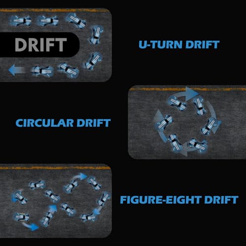 1:16 Scale RC Drift Car, 4WD Drift Stunt Car Round Wheel Concept Vehicle with All Terrain Tires, LED Lights, Christmas Birthday Gifts for Teen Adults - color: Blue, size: 2 Battery