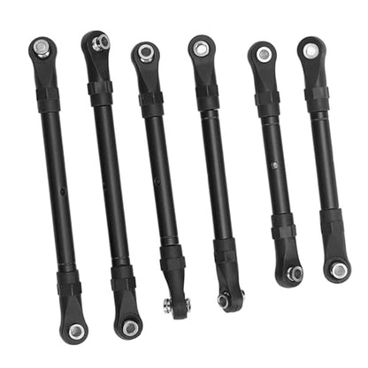 RC Tie Link Rods Set, 6 Pcs RC Car Steering Tie Rod Aluminum Alloy Spare Part Long Short RC Tie Rods Set for Slash Remote Controlled Car (Black) - color: Black