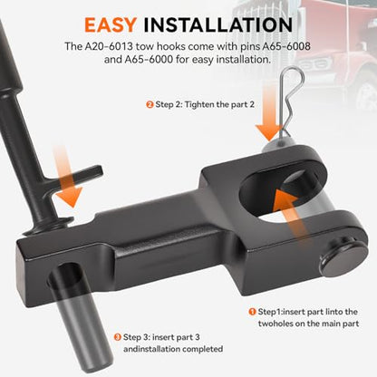 1 Set A20-6013 Rev A Tow Hooks Come with pins A65-6008 and Tow Pin A65-600 Fits Peterbilt and Kenworth Trucks - size: 1 set