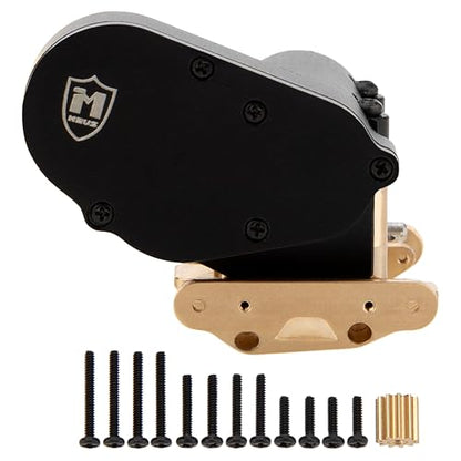 MEUS RACING SCX30 Transmission Assembled Gearbox with Brass Skid Plate for Axial SCX30 1/30 RC Crawler (Black) - color: Black