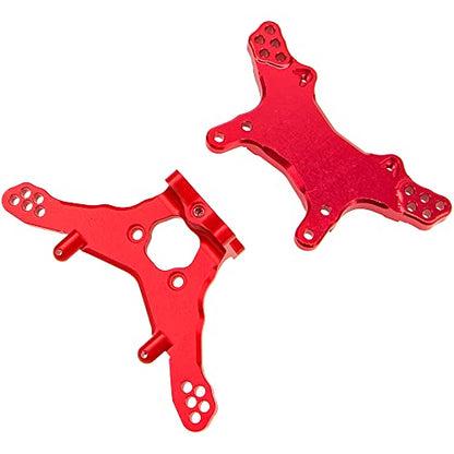 Metal Front & Rear Shock Tower RC Shocks Damper Mount Set Compatible with Losi 1/18 Mini-T 2.0 2WD Stadium RC Truck Hop-Up Parts (Red) - color: Red