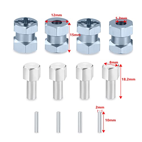 RC 12mm Wheel Hex Drive Hubs Combiner Coupler Aluminum 15mm Offset Extension Drive Adapter for 1/10 Axial SCX10 Wraith RC Crawler Car Upgrade Parts (Titanium) - color: Titanium