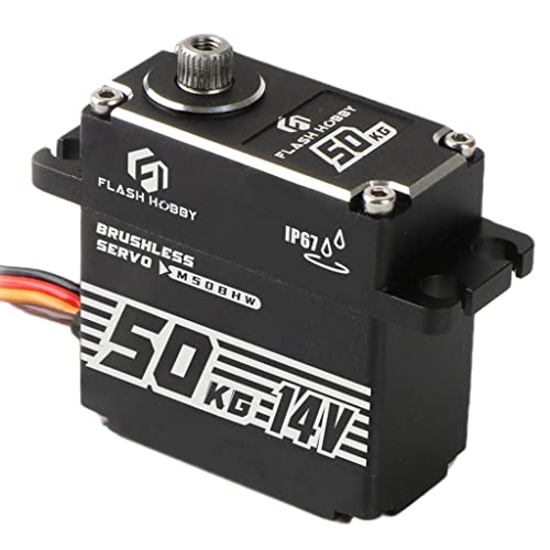 50kg 14V Waterproof IP67 Digital Brushless Servo Motor with 1/6，1/8, 1/10, 1/12 RC Crawler Car/Robot/Boat (180°)