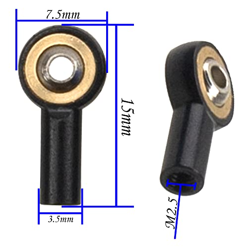 10Pcs ShareGoo M2.5 Tie Rod End Ball Head Holder 2.5mm Thread Ball Joint Link Compatible with Wltoys A959 12428 144001 WPL C14 C24 MN D90 MN99S RC Car