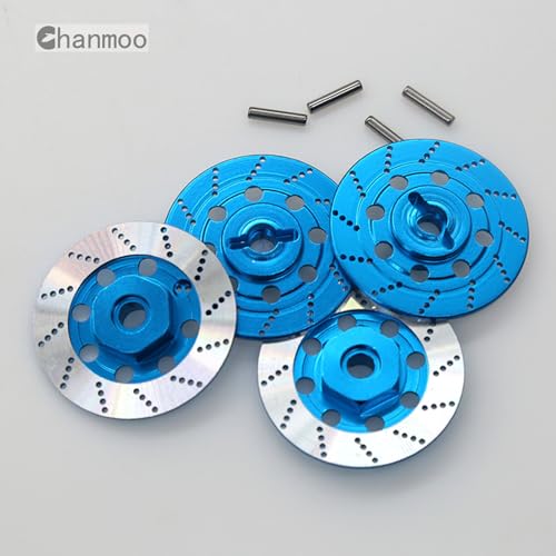 1/10 RC Aluminum Alloy 12mm Hex Drift Wheels Rim Tires Hub Brake Disc Compatible with 1/10 RC On Road Rally Touring Racing Street Car Traxxas Tamiya HSP HPI Redcat Racing 4PCS (Sky-Blue) - color: Sky-blue