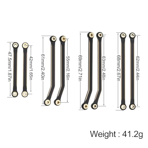 Black Coating Brass High Clearance Linkage Chassis Links and Steering Link Set for 1/18 RC Crawler Redcat Ascent-18 Upgrade