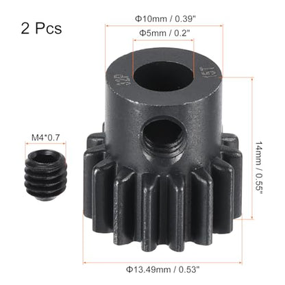 MECCANIXITY 2Pcs RC 32P Hardened Pinion Gear 5mm Shaft 15T Motor Gears Carbon Steel for RC Car Boat Drone - style: 15T