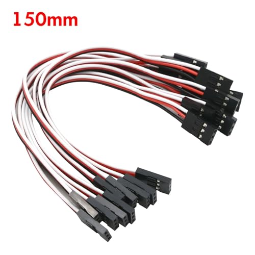 30Pcs Servo Extension Cable 100-500mm Male to Female for JR Futaba RC Receiver | 30pcs servo extension wire set, 100-500mm lengths, male to female JR plug, for RC car plane helicopter(150MM) - color: 150mm