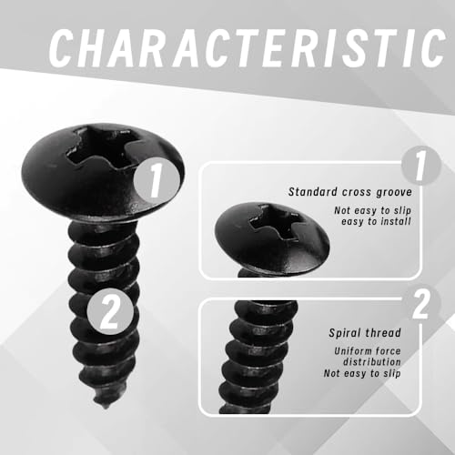 License Plate Screws with Nylon Inserts - Stainless Steel Rust Proof License Plate Screws for Securing License Plates, Frames & Covers 4755299 3907444 A11719 - color: Black-K6