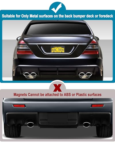 Magnetic License Plate Holder Bracket, Only for Metal Car Bumper | 4 Pack Strong Neodymium Magnet Mount, Rubber Coating, Black Aluminum Frame Screws, For Dealer Temporary Plate - color: Black-Slim edge