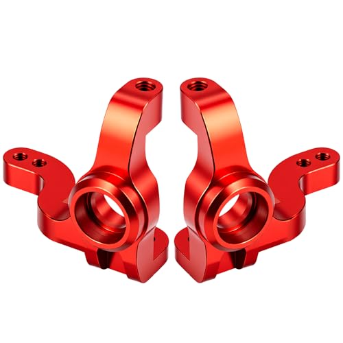 RC Car Front Steering Cup CNC Machined Aluminum Front Steering Knuckle Spindle Set Compatible with 1/10 Tamiya XV01 RC Car Upgrade Parts (Red) - color: Red