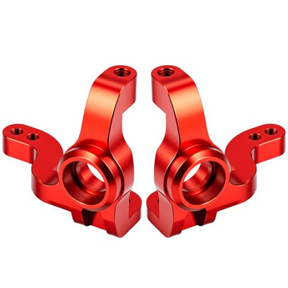 RC Car Front Steering Cup CNC Machined Aluminum Front Steering Knuckle Spindle Set Compatible with 1/10 Tamiya XV01 RC Car Upgrade Parts (Red) - color: Red