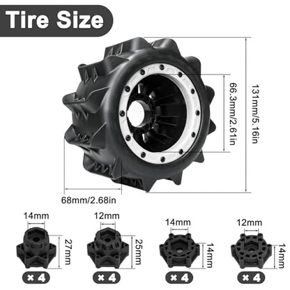 LRFHL 2.8 Beadlock Wheel Tires with 14mm/12mm Hex Adapter for 1/10 RC Car | 4PCS RC Tires Sand Terrain, 1/10 RC Monster Truck, for Traxxas Rustler Stampede Redcat Arrma Vorteks Big Rock Granite - color: White