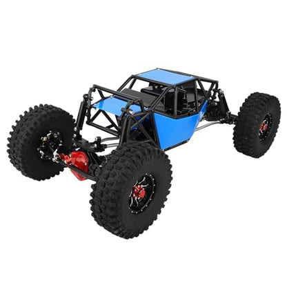 Metal DIY 330mm Wheelbase Rock Buggy Frame Chassis Crawler with SCX10 Straight Axles Nylon Tube Roll Cage for 1/10 RC Crawler Axial SCX10 Upgrades (Blue) - color: Blue