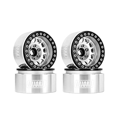 INJORA 1.9 Beadlock Wheel Deep Dish Negative Offset 10.4mm Wheel Rim for 1/10 RC Crawler Auto Axial SCX10 90046 AXI03007 TRX4 VS4-10 Gen8 MST CFX(Black＆Sliver) - color: Black＆silver