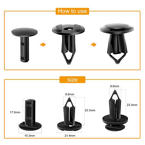GOOACC 100PCS Nylon Bumper Fastener Rivet Clips for GM 21030249 for Ford N807389S,1PC Bonus Fastener Remover - color: 100Pcs Clips 8mm+Remover