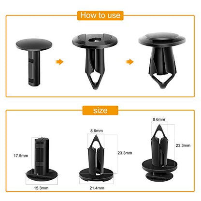 GOOACC 100PCS Nylon Bumper Fastener Rivet Clips for GM 21030249 for Ford N807389S,1PC Bonus Fastener Remover - color: 100Pcs Clips 8mm+Remover