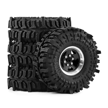 1.9" Pre-Assembled Beadlock Wheels and Tires 118mm (4.65in) for SCX10 TRX4 1/10 RC Crawlers – Aluminum Rims, Soft Rubber Tires with Foam Inserts, Easy-Install Upgrade Parts (Black) - color: Black