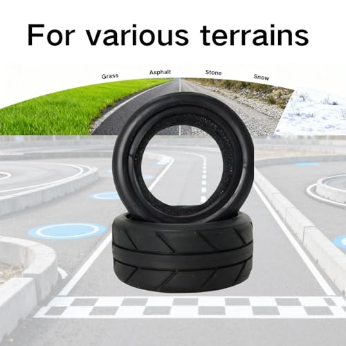 RC 1/10 On Road Tires 4PCS Soft Rubber Touring Car Tires with Foam Insert Compatible with Traxxas 4 Tec 2.0 Tamiya TT01 XV01 Kyosho WR8 HPI HSP WLtoys 1/10 RC Racing Car