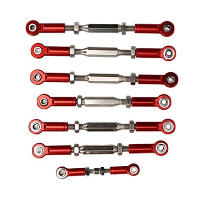 RC Car Push Rod Set, Aluminum Alloy Adjustable Turnbuckle Rod Linkage Upgrade Parts for Slash 1/10 Short Course (Red) - color: Red