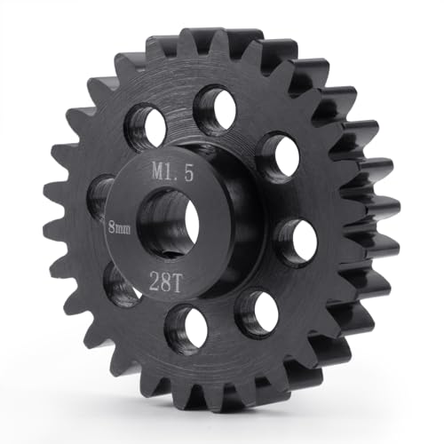 Mod 1.5 8mm Motor Gears 28T Steel Pinion Gear for 1:5 X Maxx 6S/8S | XRT 1/6 8S Monster 4WD 1/10 E-REVO Truck Upgrades - size: 28T