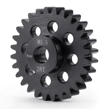 Mod 1.5 8mm Motor Gears 28T Steel Pinion Gear for 1:5 X Maxx 6S/8S | XRT 1/6 8S Monster 4WD 1/10 E-REVO Truck Upgrades - size: 28T