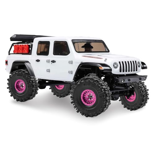 1.0" Aluminium Beadlock Wheels and Tires 64x23mm for 1/24 Axial SCX24, 1/18 TRX4M RC Crawler – Upgrade Parts (Pink, 4pcs) - color: Pink