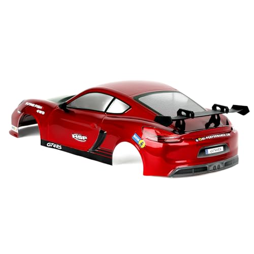 HSP RC Body Shell for HSP Redcat Exceed 1/10 Scale 4wd On Road Racing Drift RC Car with Stickers and Rear Wing Red