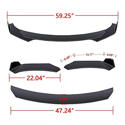 x xotic tech Front Bumper Lip Spoiler + Side Skirt Splitter + Rear Bumper Lip Wrap Splitter Canard - color: Black, size: Full Wide Body Kit