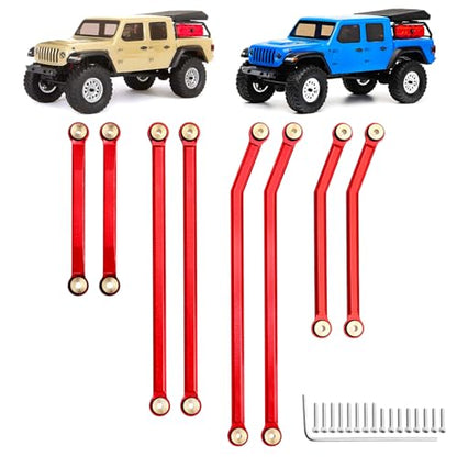 Hobbypark Aluminum High Clearance Links Set Upgrades for Axial SCX24 Gladiator AXI00005 Upgrades 1/24 RC Crawler Car (Red) - color: Red