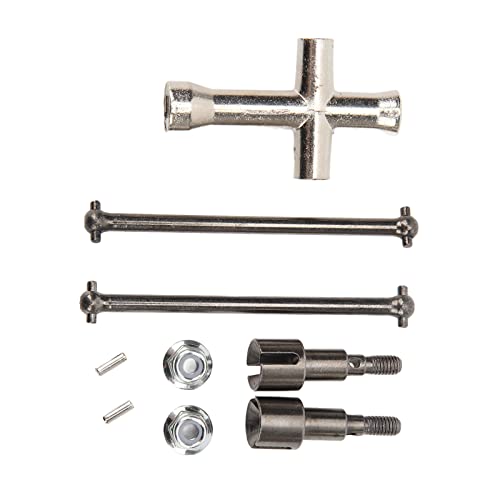 RC Car Rear Drive Shaft Replacement, Steel Rear Axle Shaft for SCY 16101 16102 16103 16201, 1/16 RC Cars Drive Shaft, High Accuracy Steel Dogbone with Axle Cup and Flange Nut for E