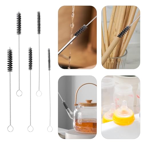 Antrader 15Pcs 4 Inch Nylon Tube Cleaning Brushes Set, Multi-Size Diameter | Flexible Bristle Pipe Cleaners with Keyring,Multi Size Combination, Universal For Carburetor/Tube/Straw